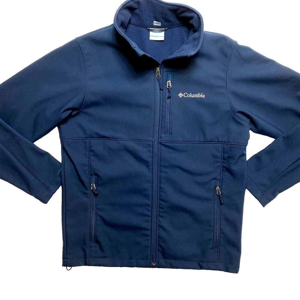 Columbia Fleece Jacket Mens Medium Full Zip Hiking Windbreaker High Collar